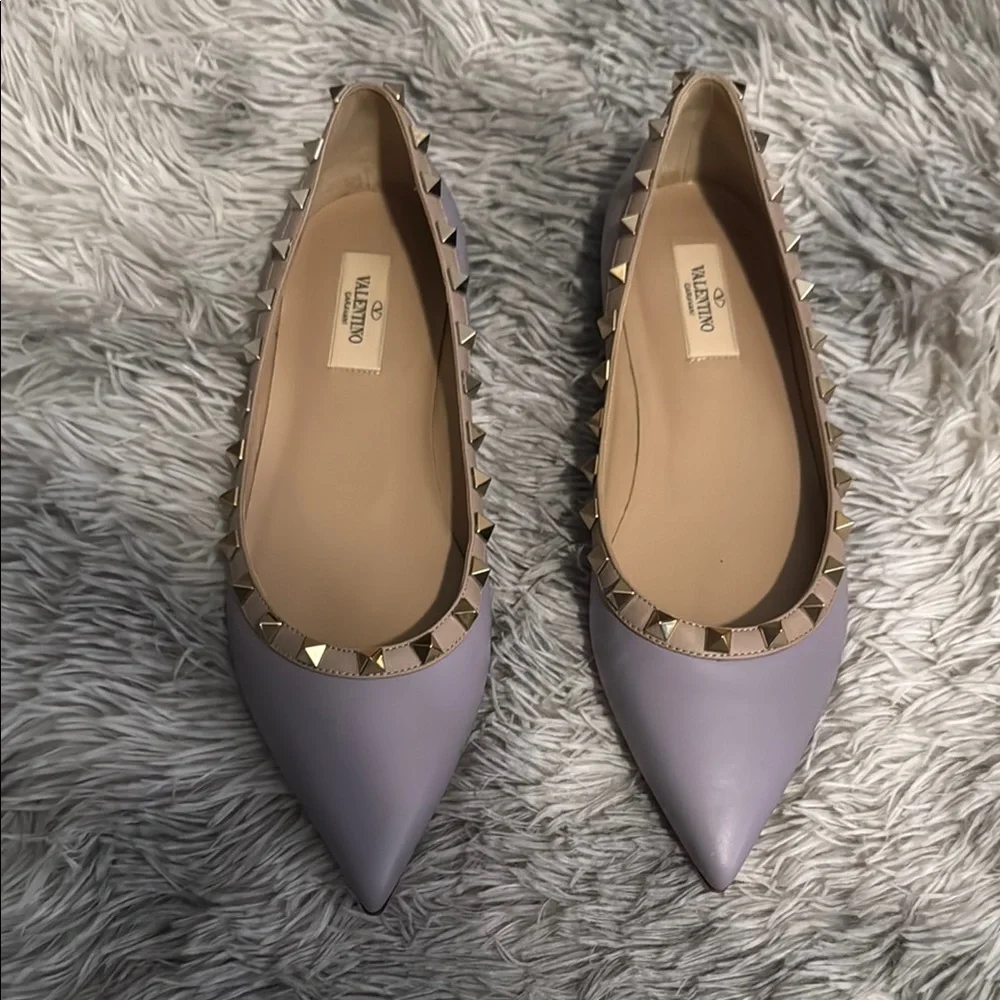 Valentino Lilac Studded Flats size 8 authentic - Picture 5 of 12